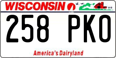 WI license plate 258PKO