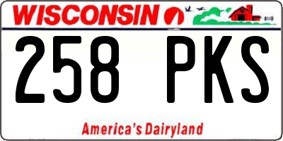 WI license plate 258PKS