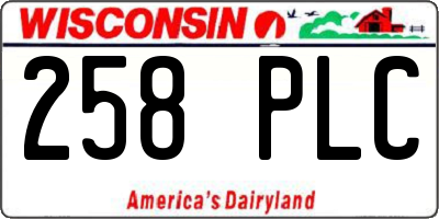 WI license plate 258PLC