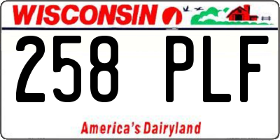 WI license plate 258PLF
