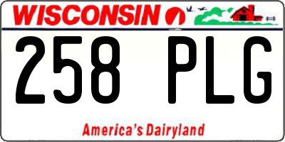 WI license plate 258PLG