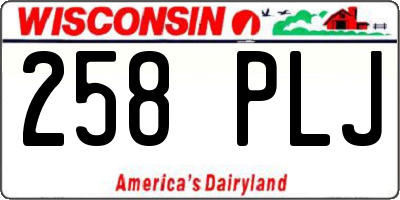 WI license plate 258PLJ