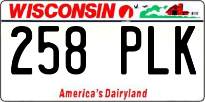 WI license plate 258PLK