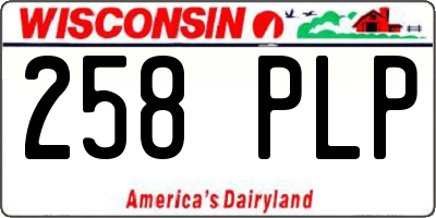 WI license plate 258PLP