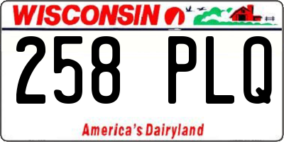 WI license plate 258PLQ