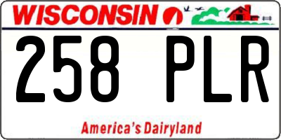 WI license plate 258PLR