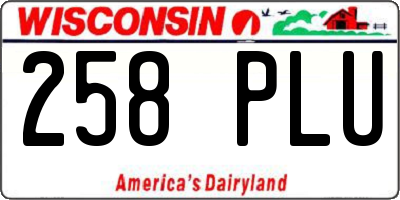 WI license plate 258PLU