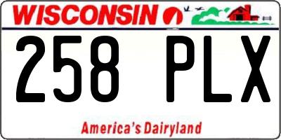 WI license plate 258PLX