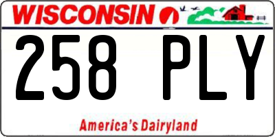 WI license plate 258PLY