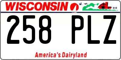 WI license plate 258PLZ