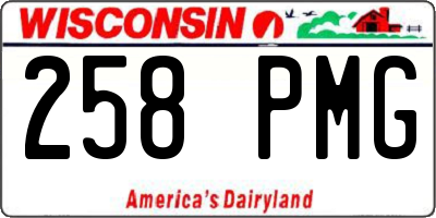 WI license plate 258PMG