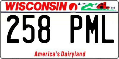 WI license plate 258PML