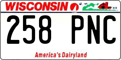 WI license plate 258PNC