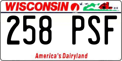 WI license plate 258PSF