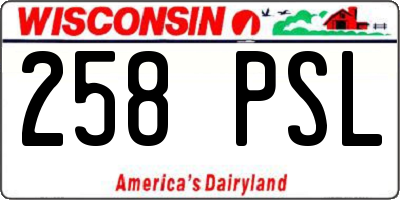 WI license plate 258PSL