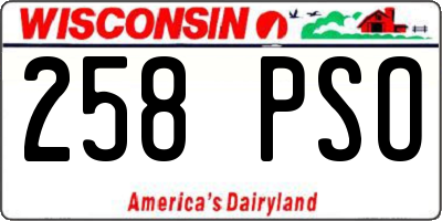 WI license plate 258PSO