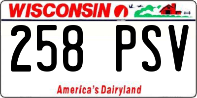 WI license plate 258PSV