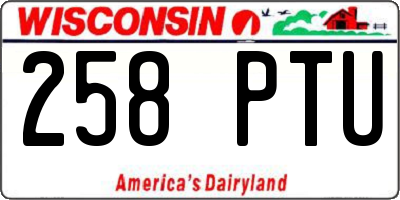 WI license plate 258PTU