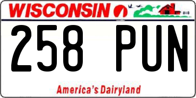 WI license plate 258PUN