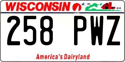 WI license plate 258PWZ