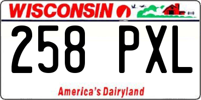 WI license plate 258PXL