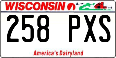 WI license plate 258PXS