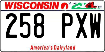 WI license plate 258PXW
