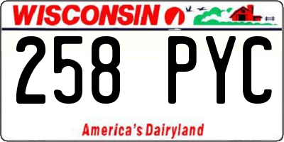 WI license plate 258PYC