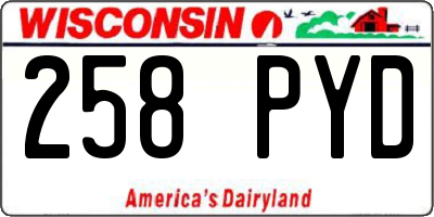WI license plate 258PYD