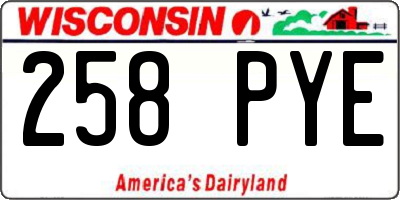 WI license plate 258PYE
