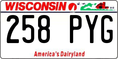 WI license plate 258PYG
