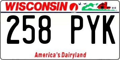 WI license plate 258PYK