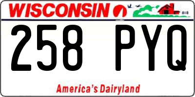 WI license plate 258PYQ