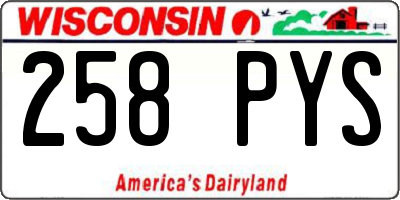 WI license plate 258PYS