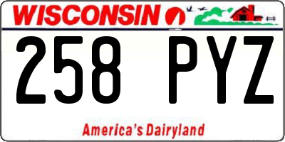WI license plate 258PYZ