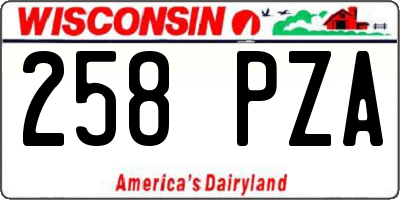 WI license plate 258PZA