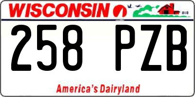 WI license plate 258PZB