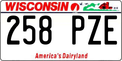 WI license plate 258PZE