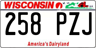 WI license plate 258PZJ