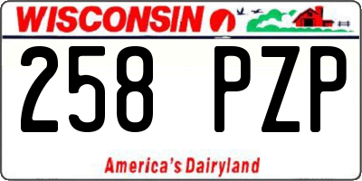 WI license plate 258PZP