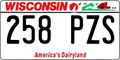 WI license plate 258PZS