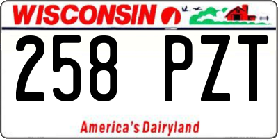 WI license plate 258PZT