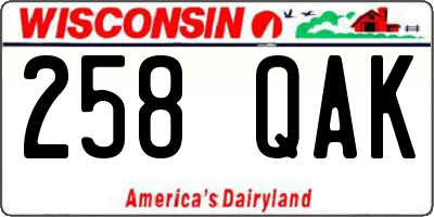 WI license plate 258QAK