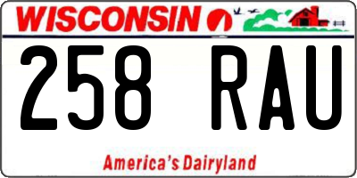 WI license plate 258RAU