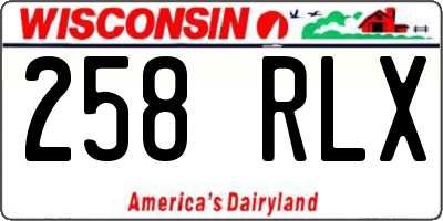 WI license plate 258RLX