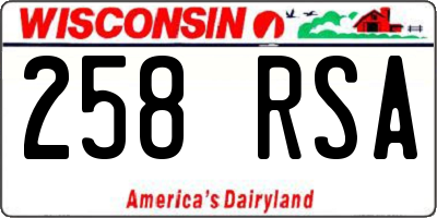 WI license plate 258RSA