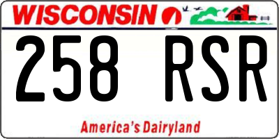 WI license plate 258RSR
