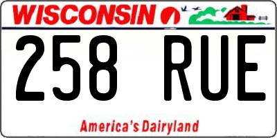 WI license plate 258RUE
