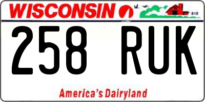 WI license plate 258RUK