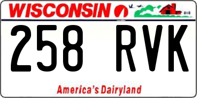 WI license plate 258RVK